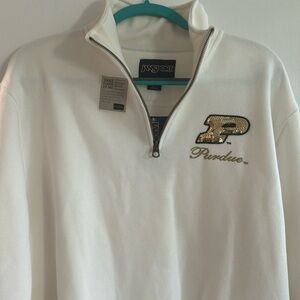NWT Purdue sequin half zip